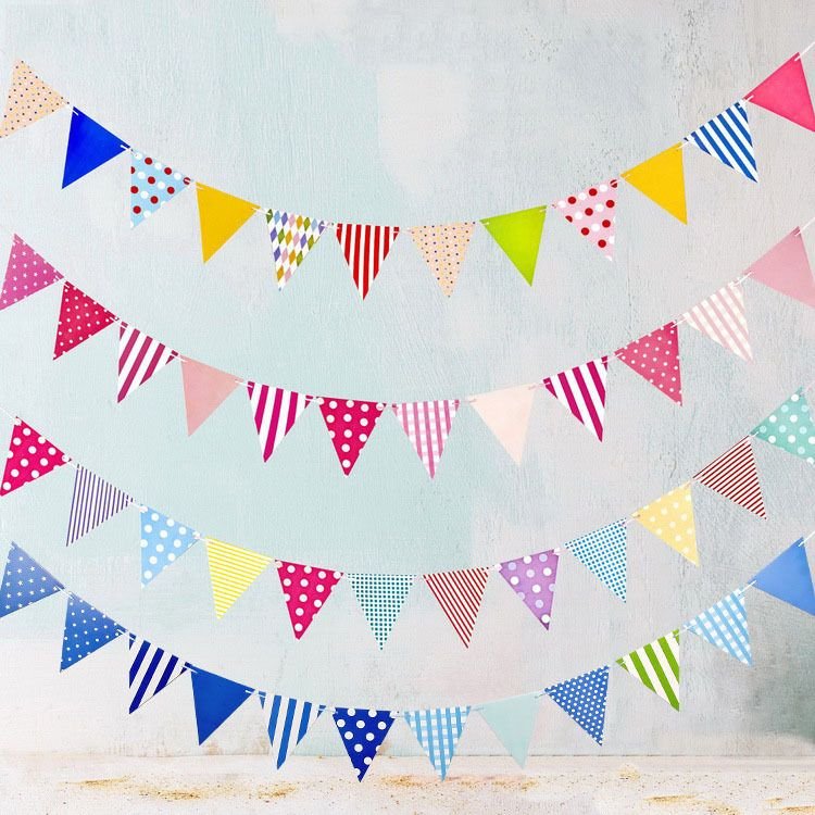 Birthday Party Paper Pennant Wave Point Colorful Flag Diy Banner