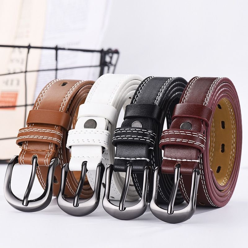 Simple Neutral Double Line Hollow PU Belt