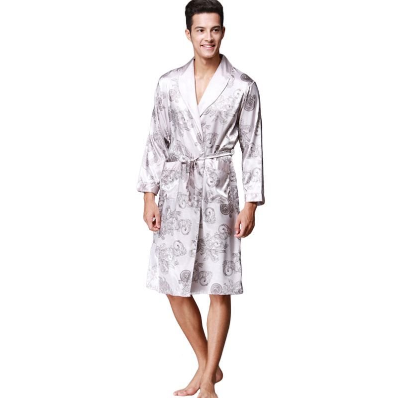 Men Satin Dragon Printed Robe