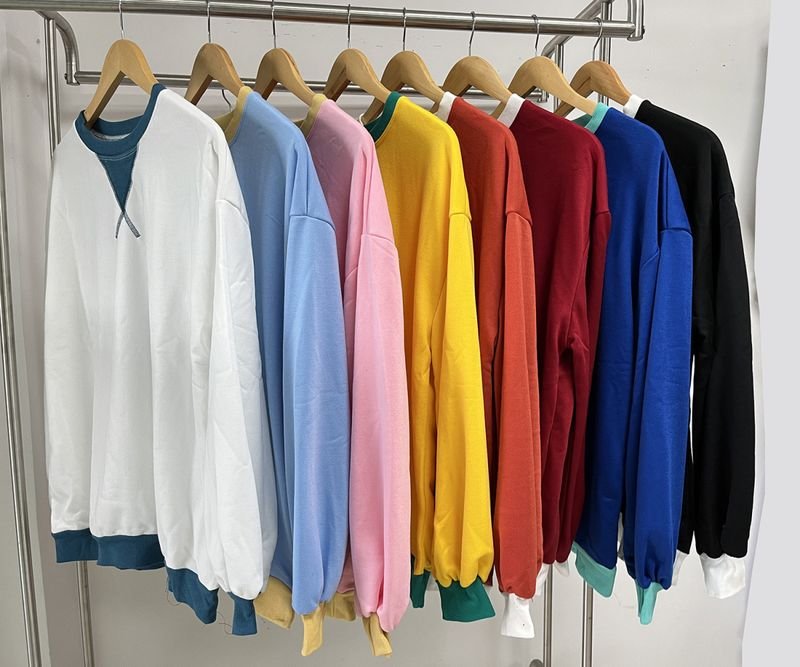 Women Fashion Simple Color Block Crewneck Long Sleeve Sweatshirt