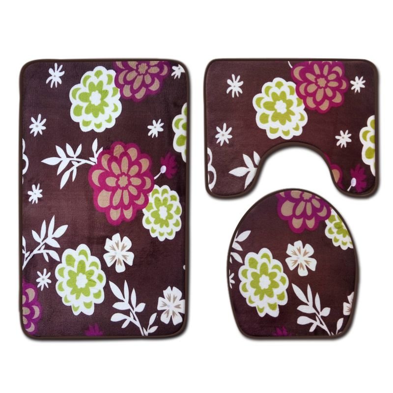 Simple Home Bedroom Bathroom Non-Slip Mat Three-Piece Set