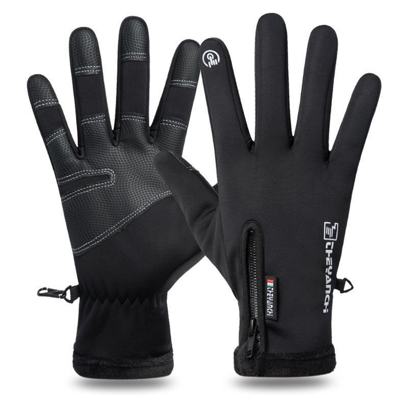 Winter Outdoor Cycling Sports Zipper Touch Screen Windproof Warm Gloves