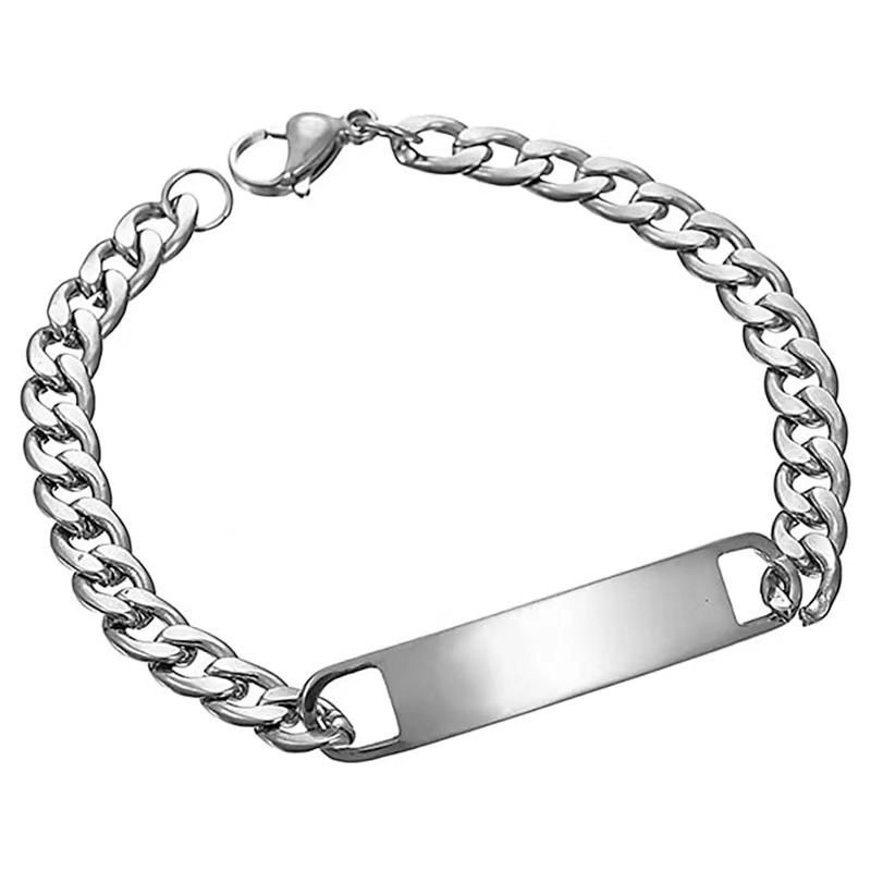 Men Fashion Casual Basic Stainless Steel Hip Hop Bracelet