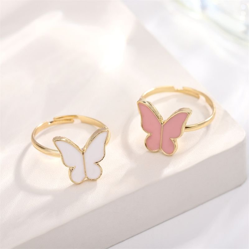 Women Simple Fashion Dropping Oil Butterfly Necklace Earrings Bracelet Ring Four-Piece Set