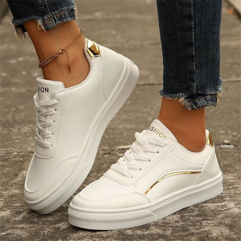 Women Casual Plus Size Round Toe Lace-Up Thick-Soled Sneaker