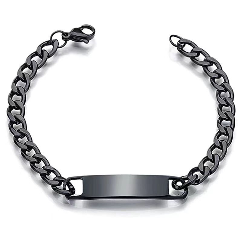 Men Fashion Casual Basic Stainless Steel Hip Hop Bracelet