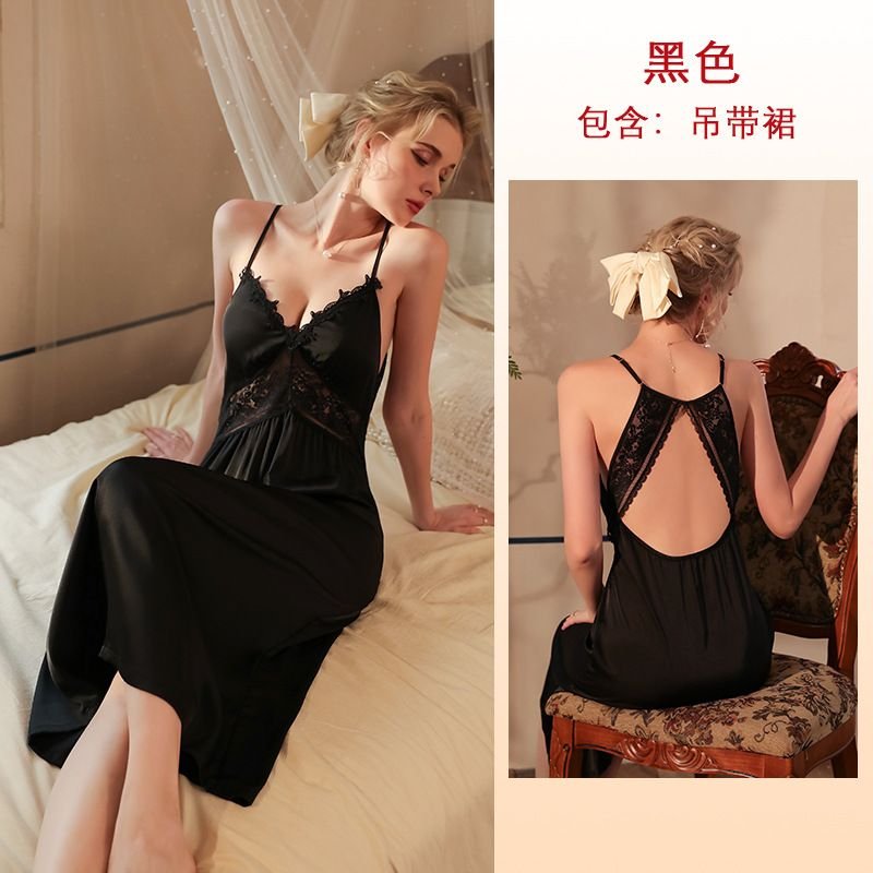 Women Fashion Sexy V-Neck Lace Backless Sleepwear