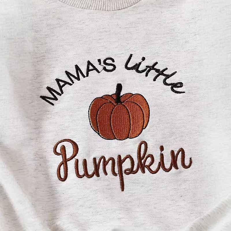 Kids Baby Boys Girls Casual Cute Thanksgiving Pumpkin Alphabet Embroidery Long Sleeve Romper