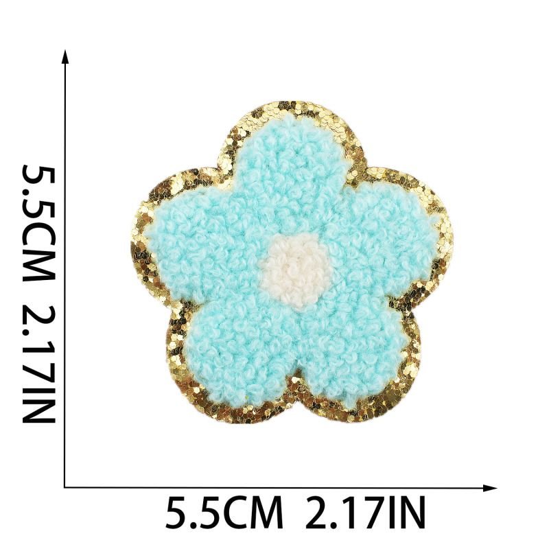 Fashion Colorful Flower Embroidered Cloth Sticker Hot-Melt Adhesive Chenille Patch