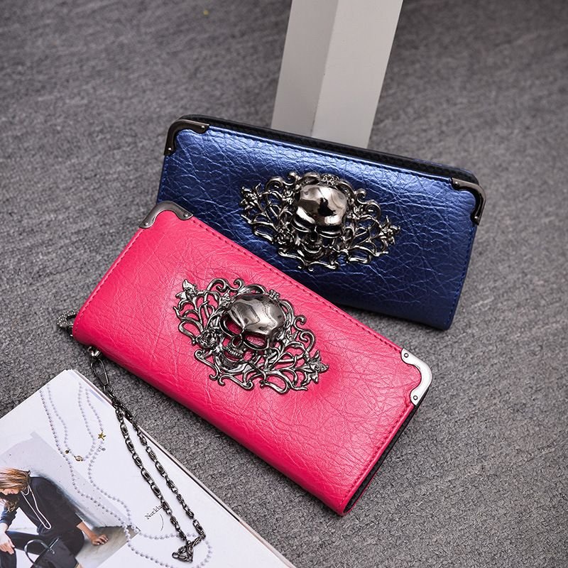 Women Fashion Creative Skull Long Purses