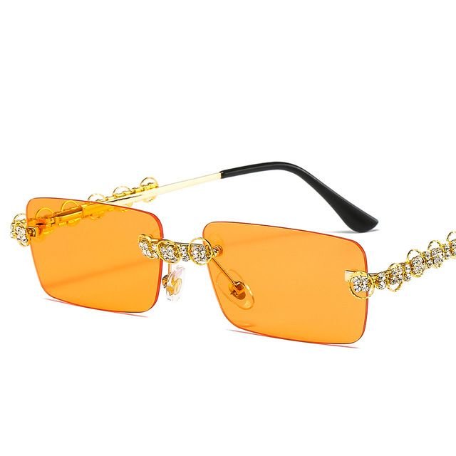 Women Fashion Frameless Marine Leaf Spring Leg Sunglasses