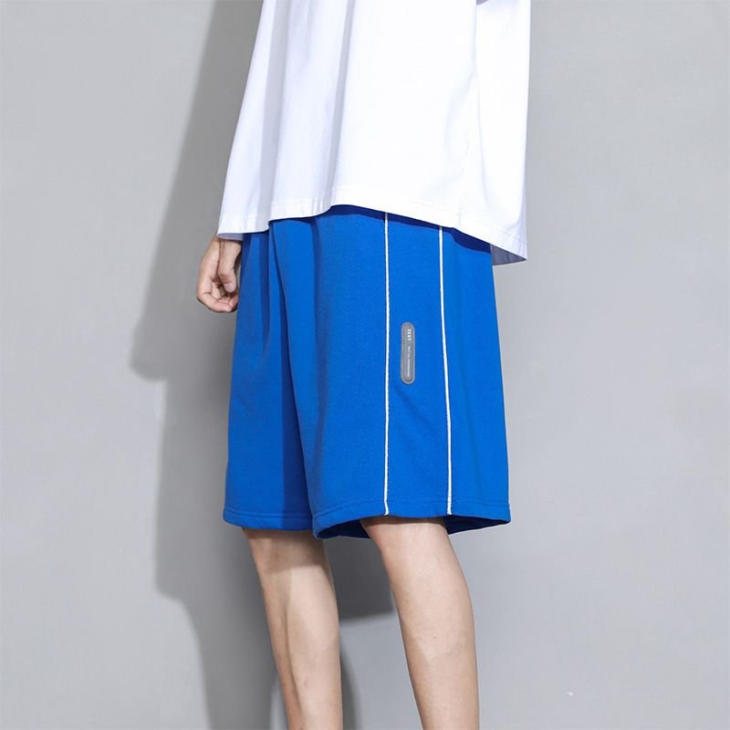 Men Casual Straight Striped Tie Mid Waist Loose Shorts