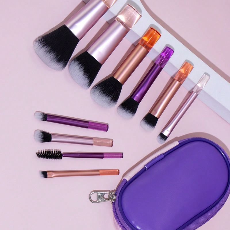 Women Simple Portable Mini 10 Cosmetic Brush Storage Bag Set