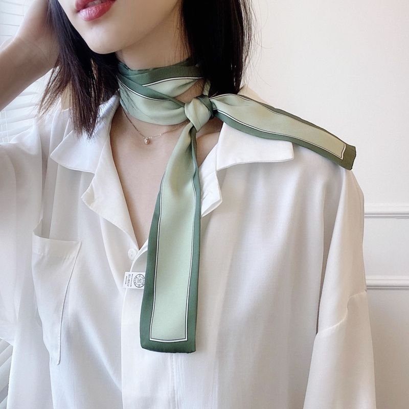 Women Fashion Line Frame Narrow Slender Silk Scarf