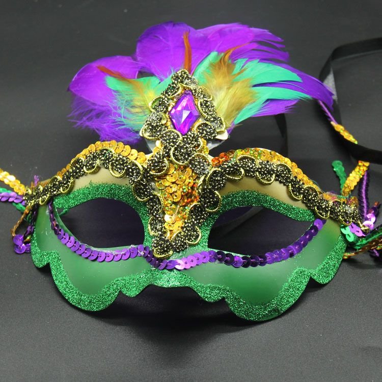 Mardi Gras Mask Feather Lady Princess Peacock Feather Carnival Fox Multicolor Prop