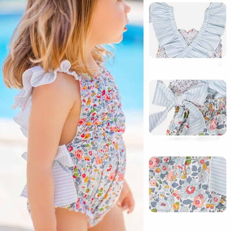 Kids Toddler Girls Casual Cute Tiny Flower Print One Piece Swimwear