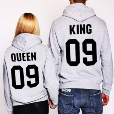 Valentine Day Simple Fashion Back Alphanumeric Print Long Sleeve Hoodies For Couples