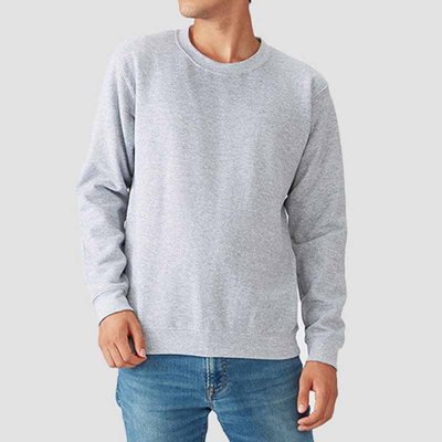 Men Spring Autumn Fashion Casual Versatile Solid Color Long Round Neck Sweatshirts