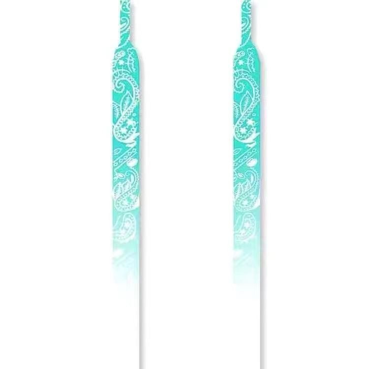 Simple Fashion Mint Green Gradient Cashew Flower Pattern Shoelaces