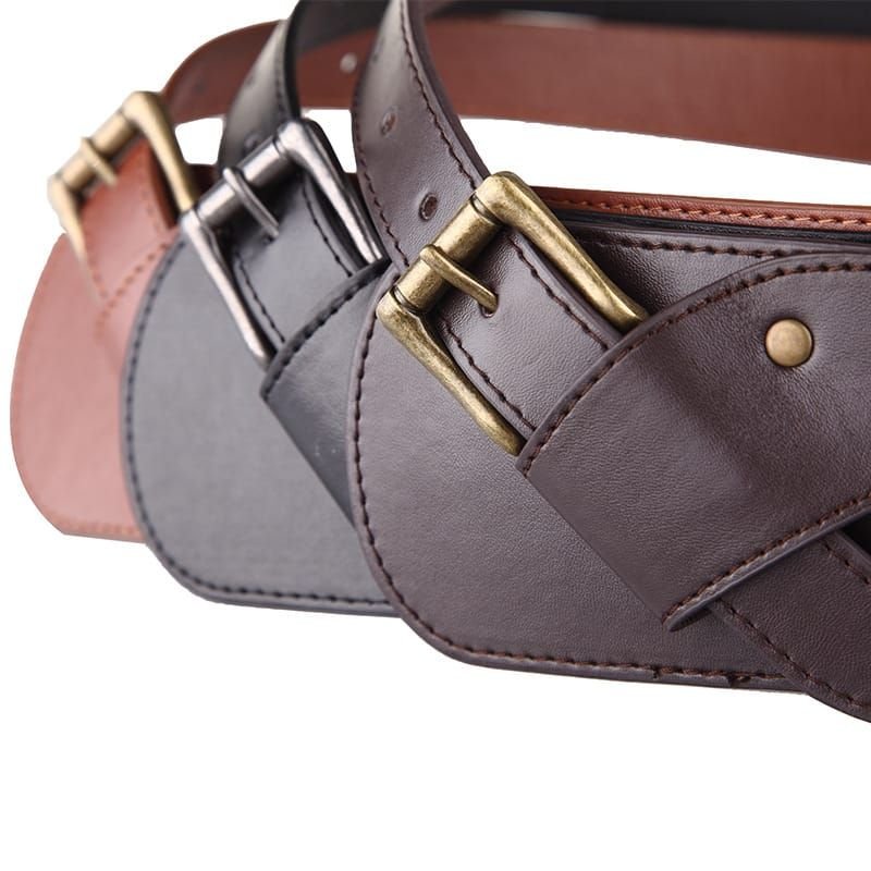 Women Fashion Buckle Design PU Wide Belt