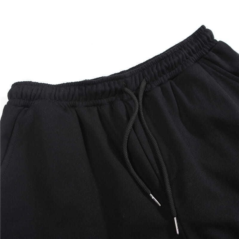 Men Casual Simple Solid Color Mid Waist Tie Loose Shorts