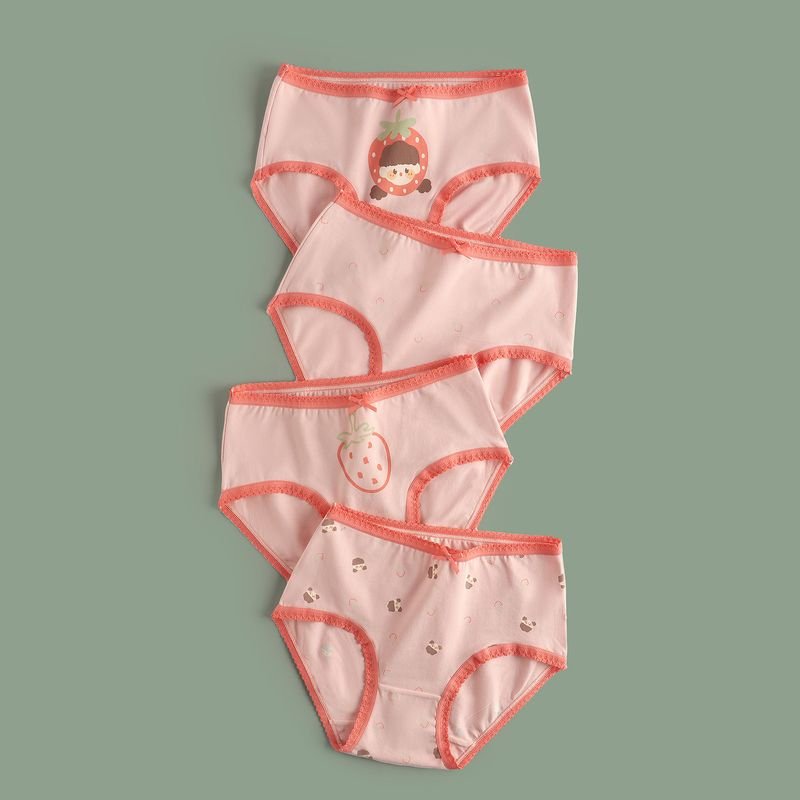 Kids Toddler Girls Cotton Underwear Cartoon Print Briefs Sets