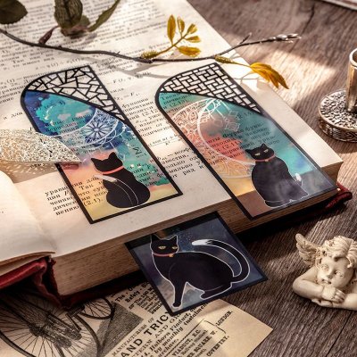 Simple Creative Cartoon Black Cat Bookmark