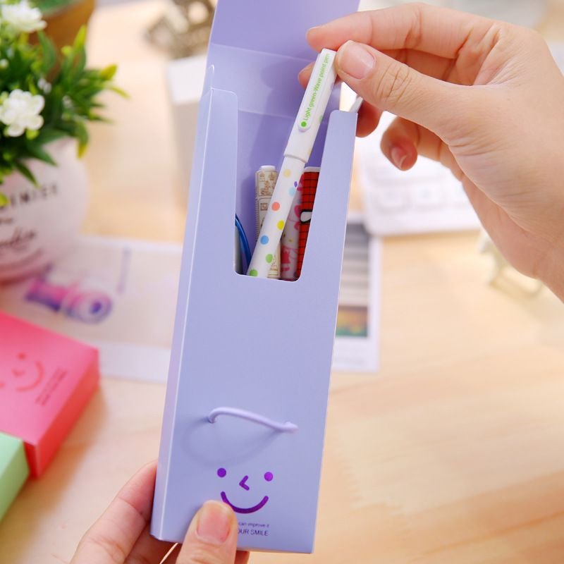 Simple Cartoon Creative Smile Tower Buckle Stationery Pencil Bag