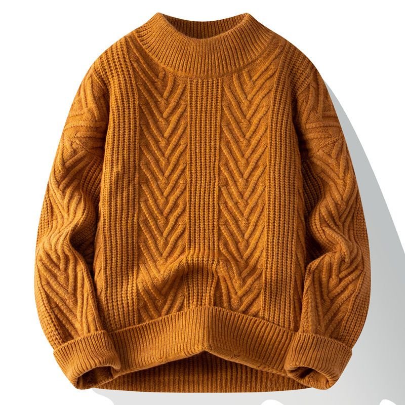 Men Fashion Casual Basic Autumn Winter Solid Color Long Sleeve O Neck Knitted Sweater