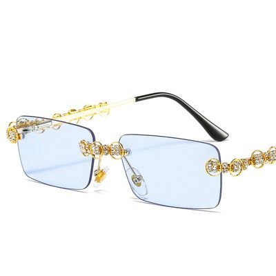 Women Fashion Frameless Marine Leaf Spring Leg Sunglasses