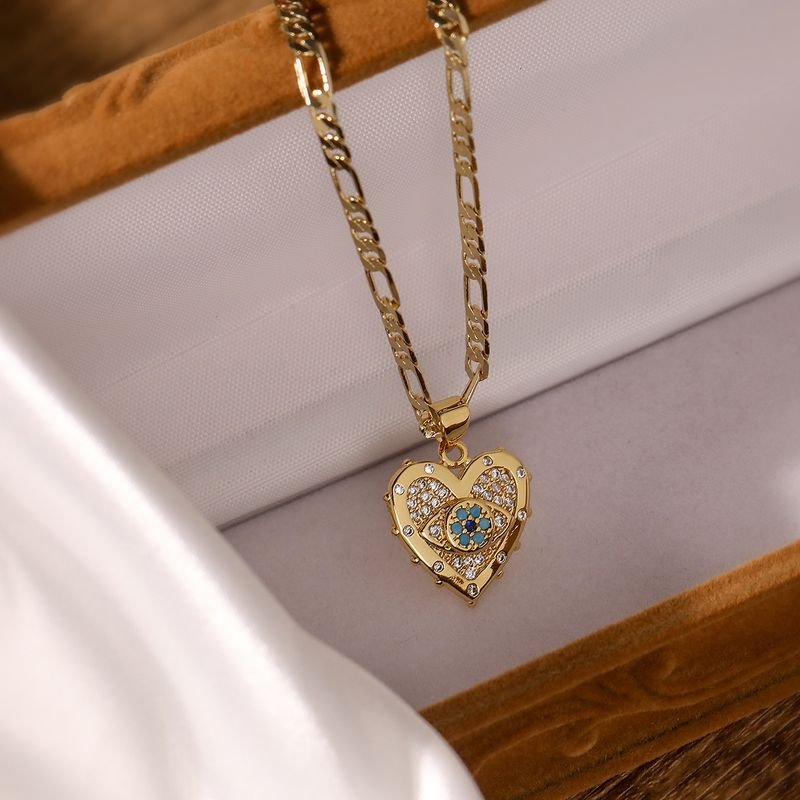 Women Fashion Heart-Shaped Rhinestone Devil Eye Pendant Favorite Earrings