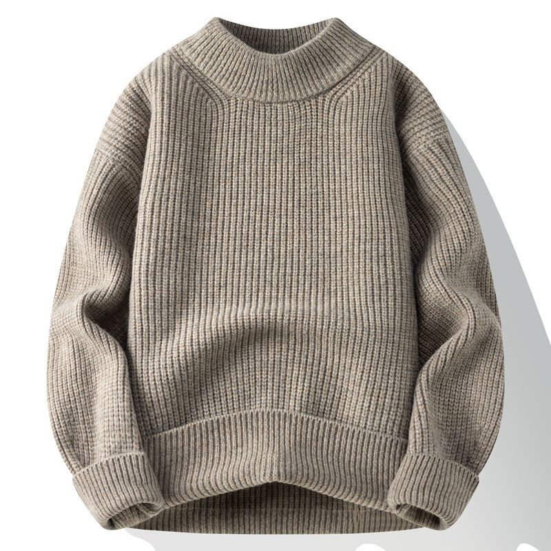 Men Fashion Casual Basic Autumn Winter Solid Color Long Sleeve O Neck Knitted Sweater