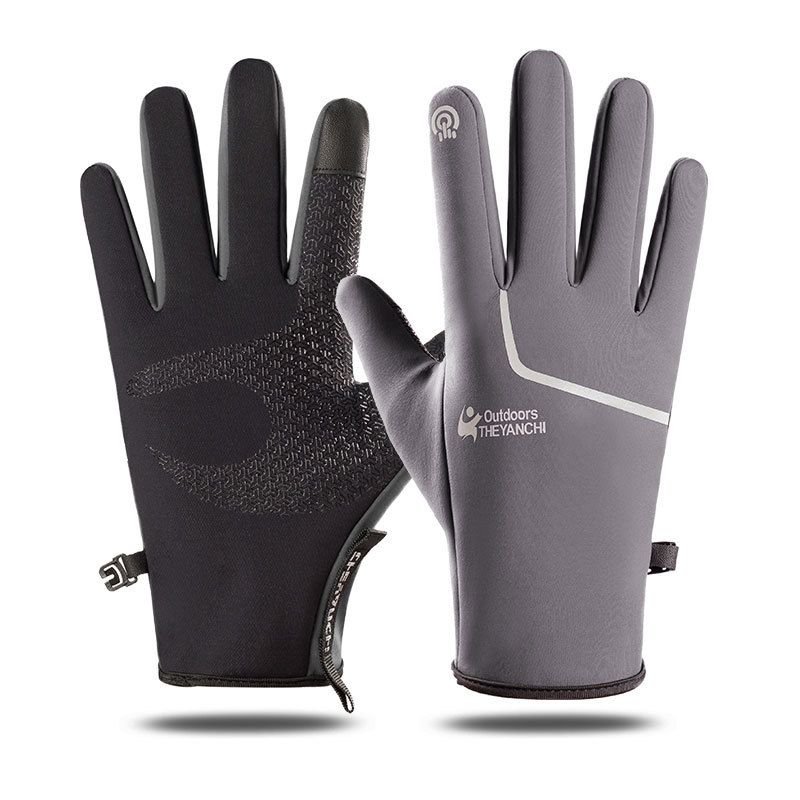 Winter Outdoor Cycling Sports Zipper Touch Screen Windproof Warm Gloves