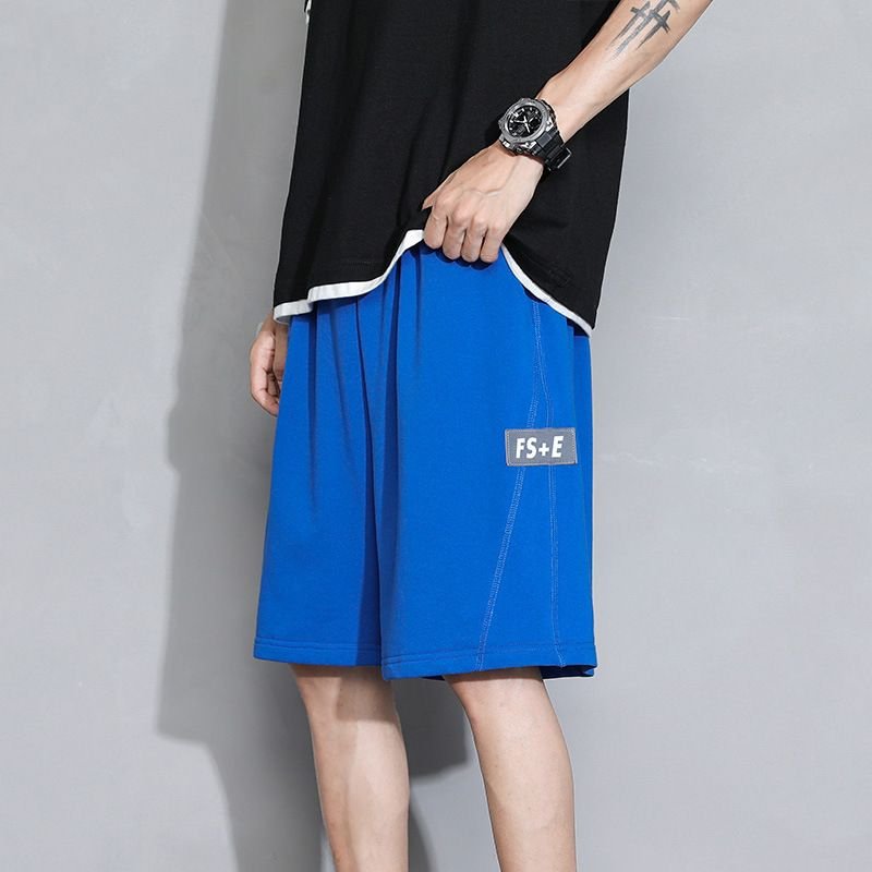 Men Casual Straight Striped Tie Mid Waist Loose Shorts