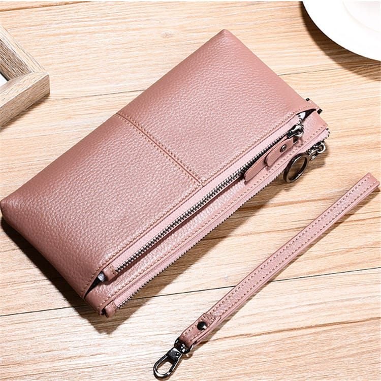 Women Fashion Solid Color Leather Zipper Purse