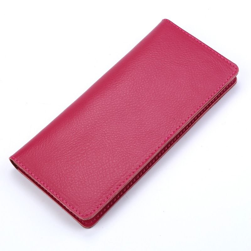 Genuine Leather Simple Women Fashion Solid Color Bifold Purse