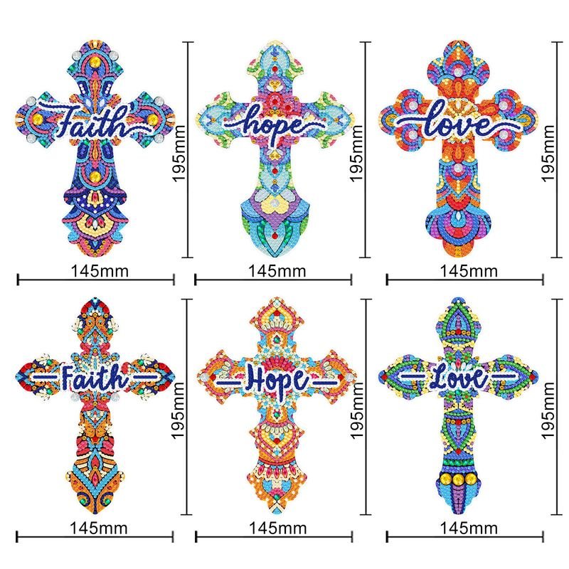 Creative Handmade DIY Feather Cross Crystal Pendant Diamond Painting Set